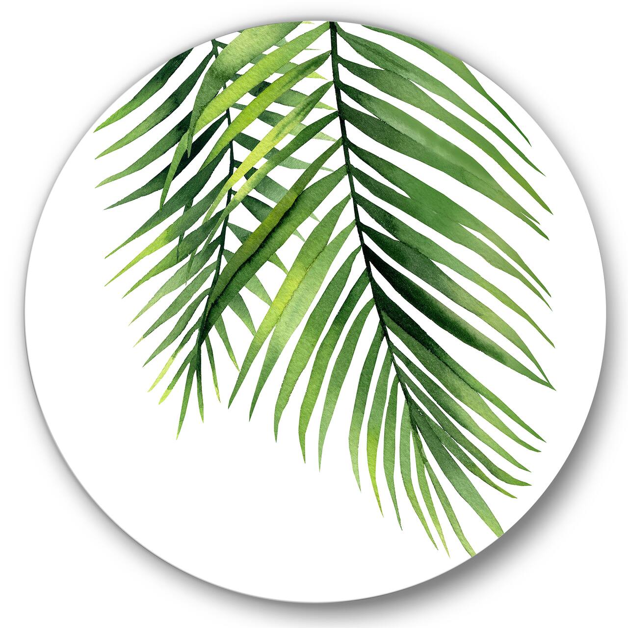 Designart - Detail Tropical Palm Branches - Tropical Metal Circle Wall Art